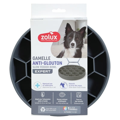 Zolux Voebrak Hond Slow Feed Met Zuignappen Silicone Grijs 21,5X21,5X4,5 Cm