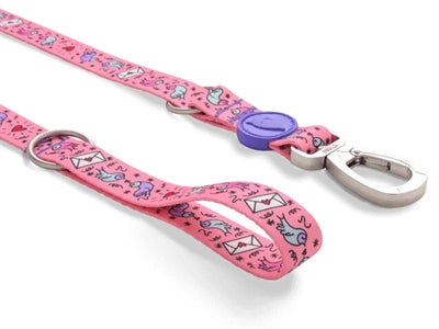 Morso Hondenriem Verstelbaar Gerecycled Sweet Tweet Roze 75-230X1,5 Cm 1-4 Kg