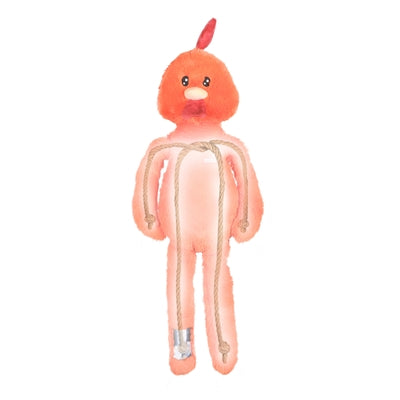 Zolux Furry Farm Haan Brock Pluche Met Touw Oranje 67X24X11 Cm